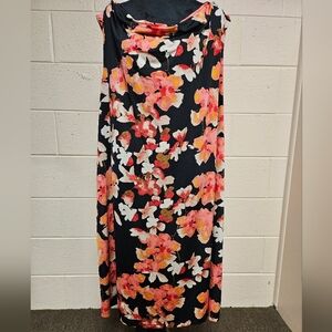 Dana Buchman Black and Pink Floral Maxi Dress